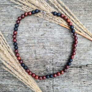 Naszyjnik męski wawrzyn i black stone - obrazek 2