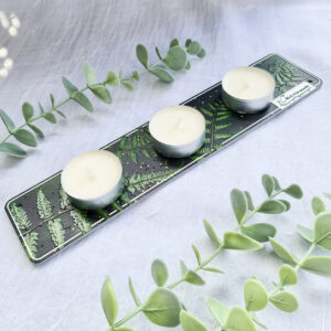 Podstawka pod świeczki tealight potrójna paprocie - obrazek 4