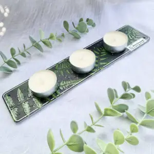Podstawka pod świeczki tealight potrójna paprocie - obrazek 4