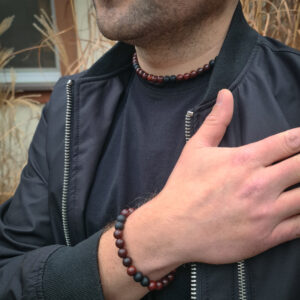 Naszyjnik męski wawrzyn i black stone - obrazek 4