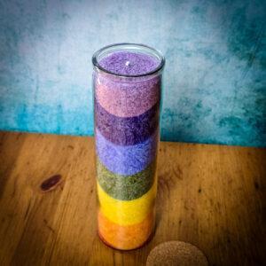 Świeca tęczowa bezzapachowa w szkle Fair Trade - obrazek 4