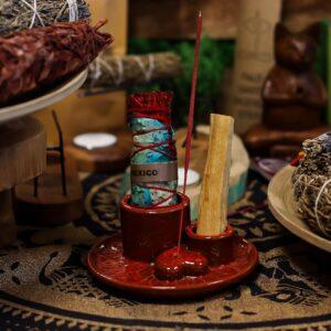 Uniwersalna podstawka pod kadzidła czerwona - obrazek 2