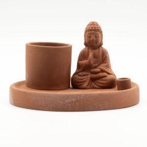 Wielofunkcyjna Podstawka pod Kadzidełka Budda - Naturalna Terakota - obrazek 2