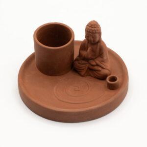 Wielofunkcyjna Podstawka pod Kadzidełka Budda - Naturalna Terakota - obrazek 3