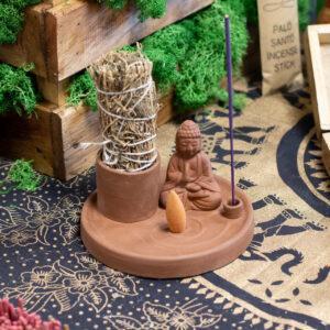 Wielofunkcyjna Podstawka pod Kadzidełka Budda - Naturalna Terakota - obrazek 4